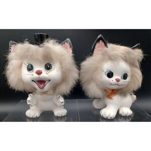 Vtg MCM TopHat Cowboy Girl Boy Cat Kitten Kitty Ceramic Napco